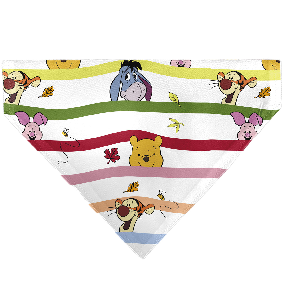 Pet Bandana - Winnie the Pooh and Friends Poses Stripe White/Multi Color Pet Bandanas Disney