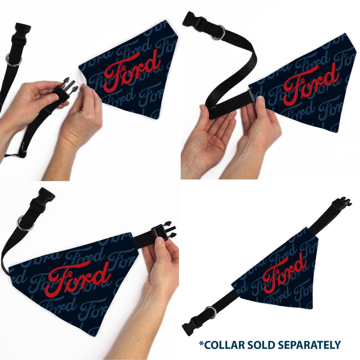 Pet Bandana - FORD Script Stacked Blues/Red Pet Bandanas Ford