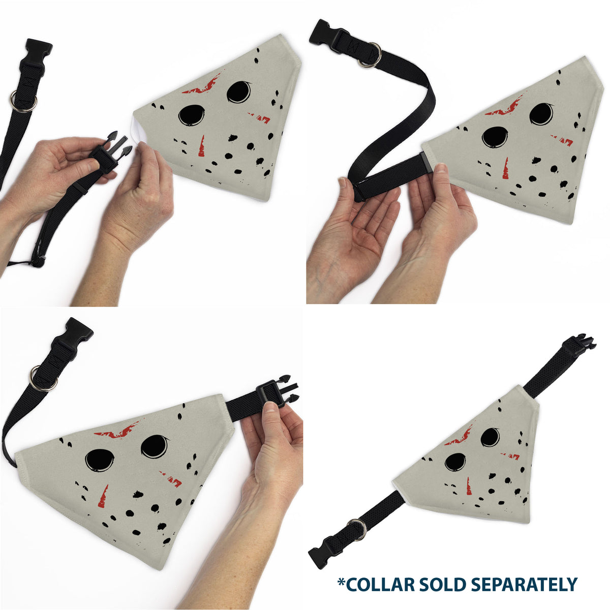 Pet Bandana - FRIDAY THE 13TH Hockey Mask Close-Up White/Black/Red Pet Bandanas Friday the 13th