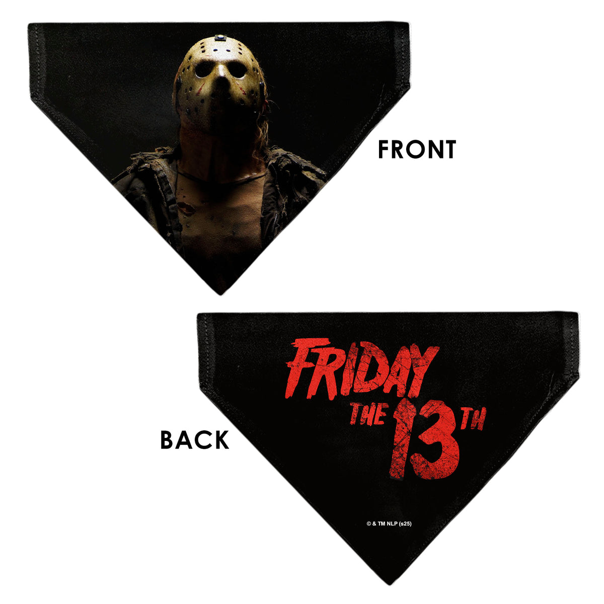 Pet Bandana - FRIDAY THE 13TH Jason Pose and Title Logo Black/Red Pet Bandanas Friday the 13th
