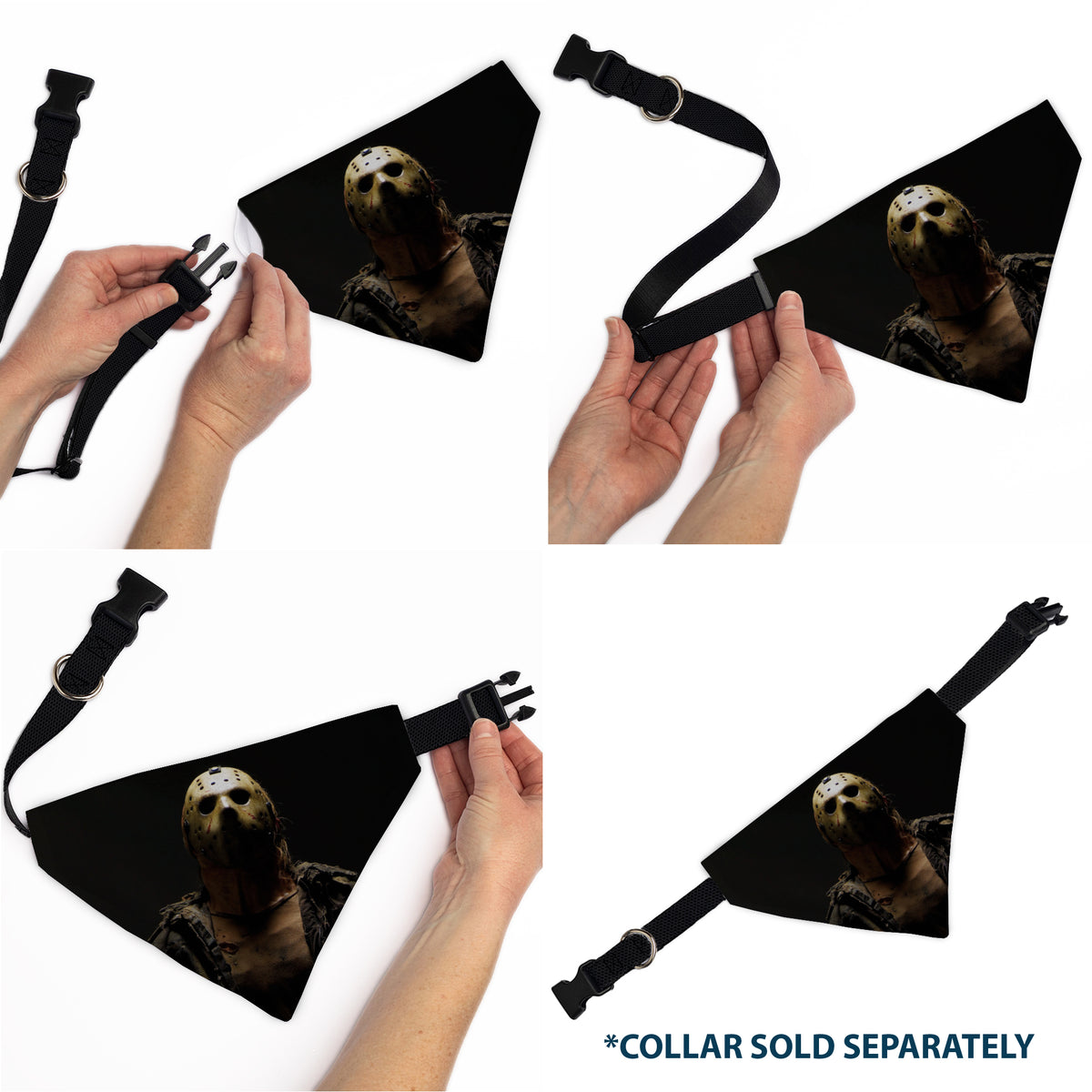 Pet Bandana - FRIDAY THE 13TH Jason Pose and Title Logo Black/Red Pet Bandanas Friday the 13th