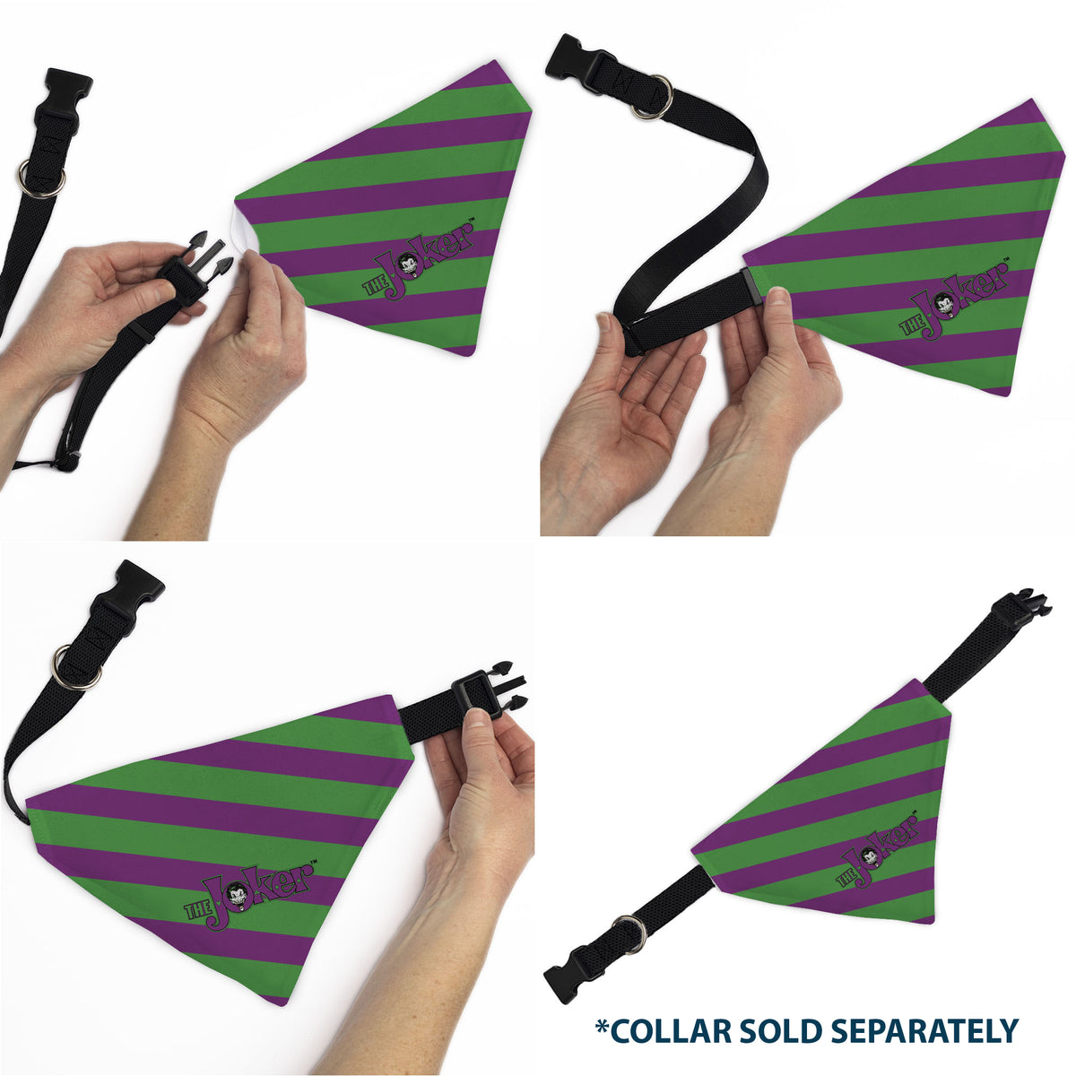 Pet Bandana - THE JOKER Title Logo and Stripe Green/Purple Pet Bandanas DC Comics