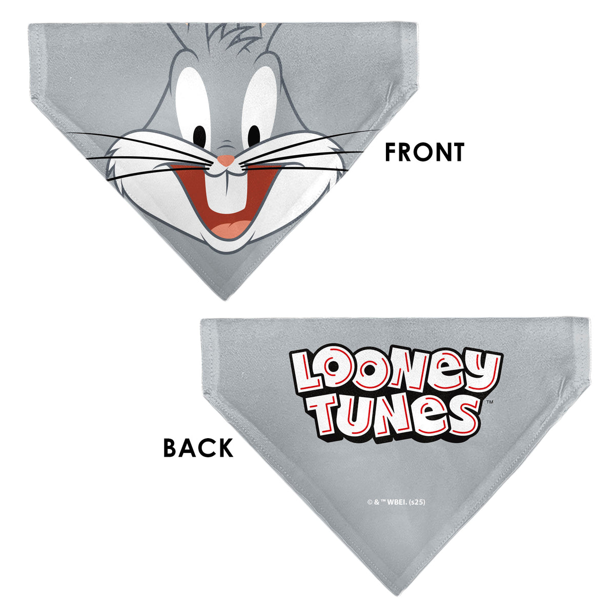 Pet Bandana - LOONEY TUNES Bugs Bunny Face Close-Up Gray Pet Bandanas Looney Tunes
