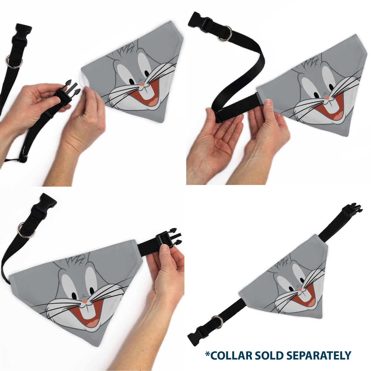 Pet Bandana - LOONEY TUNES Bugs Bunny Face Close-Up Gray Pet Bandanas Looney Tunes