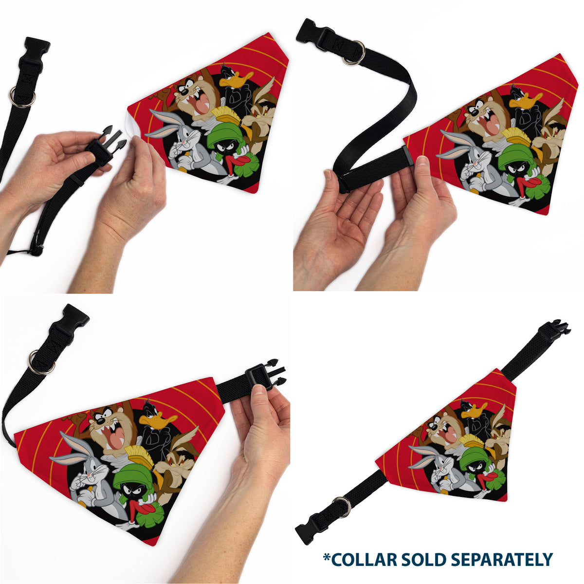 Pet Bandana - LOONEY TUNES Five Character Target Close-Up Pose Red Pet Bandanas Looney Tunes