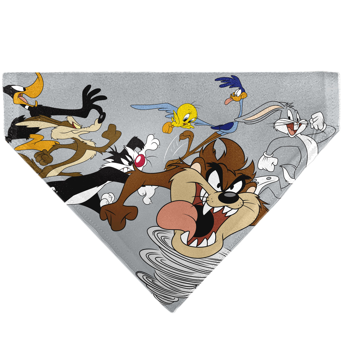 Pet Bandana - LOONEY TUNES Seven Character Running Pose Gray Pet Bandanas Looney Tunes