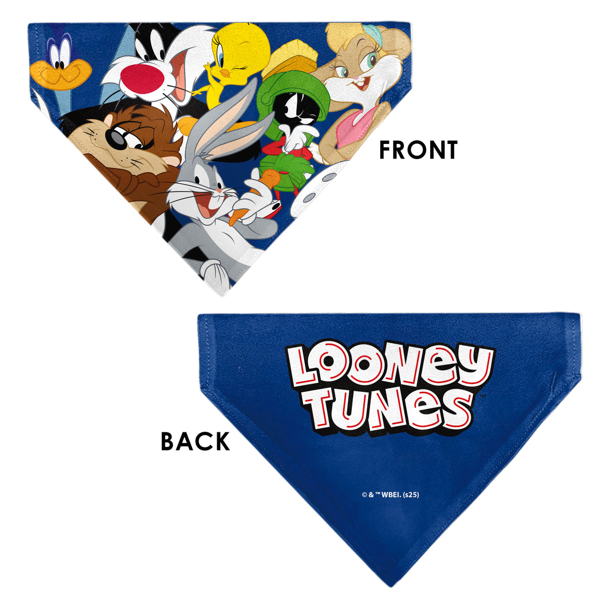 Pet Bandana - LOONEY TUNES Seven Character Stack Pose Blue Pet Bandanas Looney Tunes