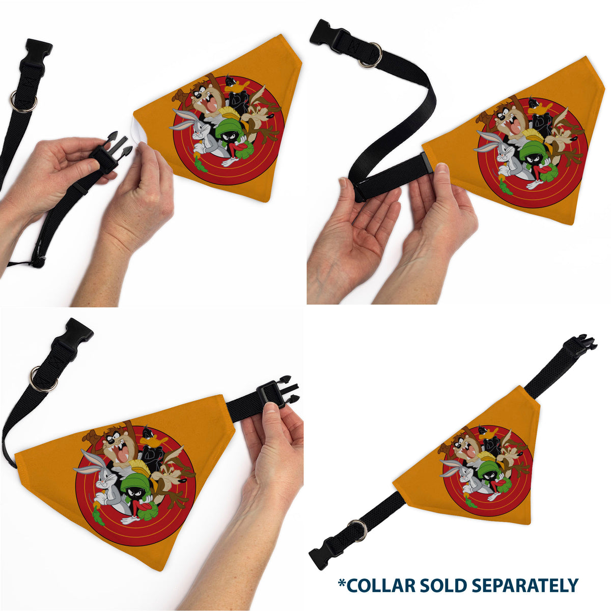 Pet Bandana - LOONEY TUNES Five Character Target Pose Orange Pet Bandanas Looney Tunes
