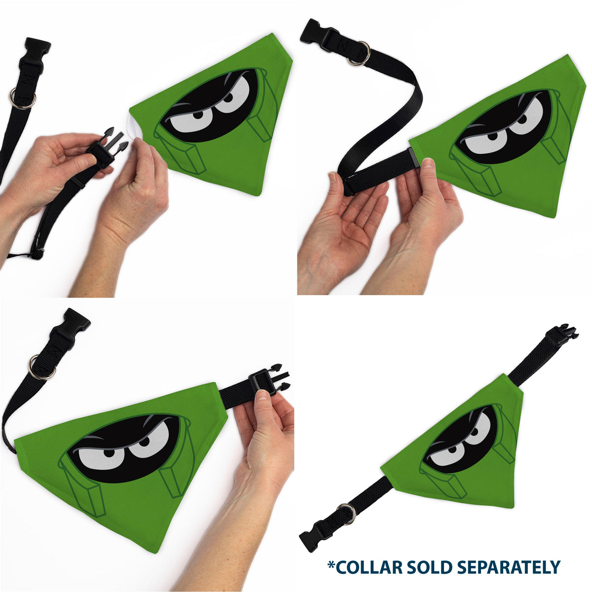 Pet Bandana - LOONEY TUNES Marvin the Martian Face Close-Up Green Pet Bandanas Looney Tunes
