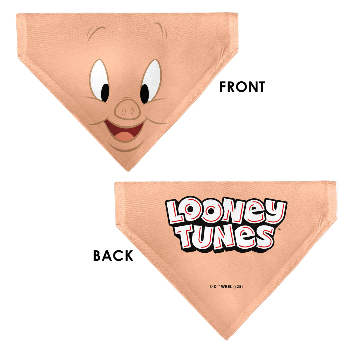 Pet Bandana - LOONEY TUNES Porky Pig Face Close-Up Peach Pet Bandanas Looney Tunes