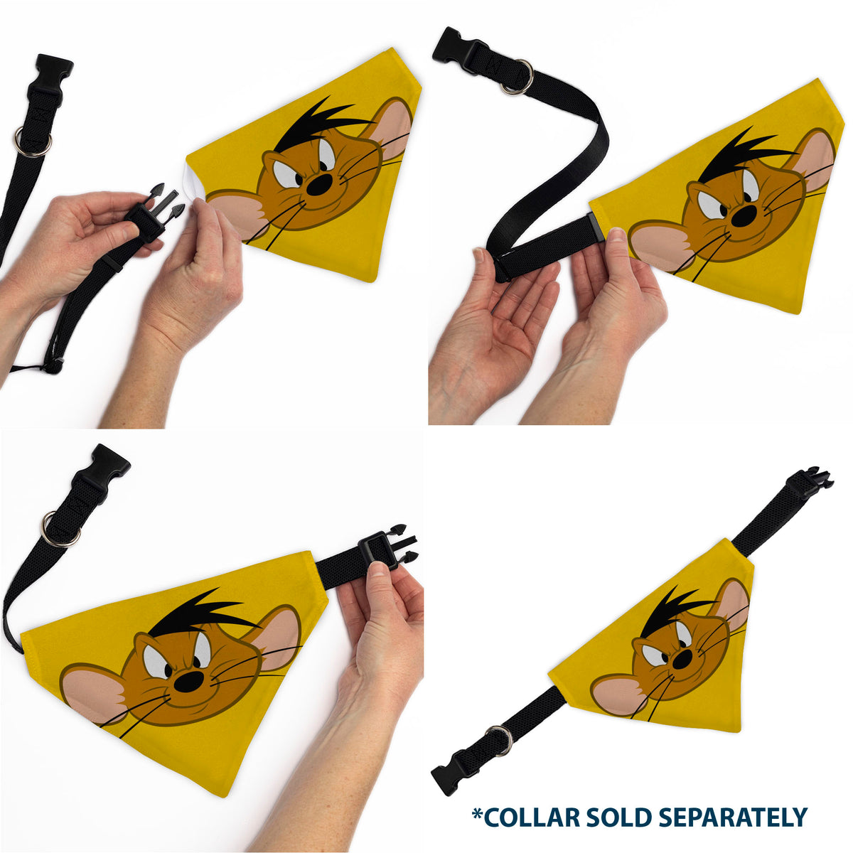Pet Bandana - LOONEY TUNES Speedy Gonzales Face Close-Up Yellow Pet Bandanas Looney Tunes