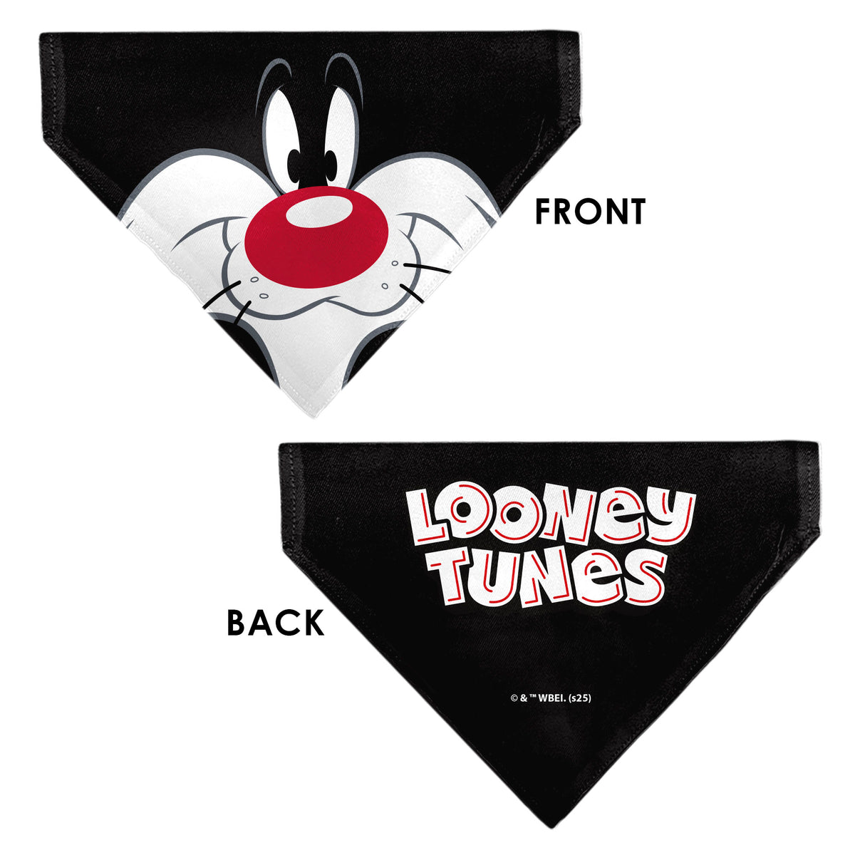 Pet Bandana - LOONEY TUNES Sylvester the Cat Face Close-Up Black Pet Bandanas Looney Tunes
