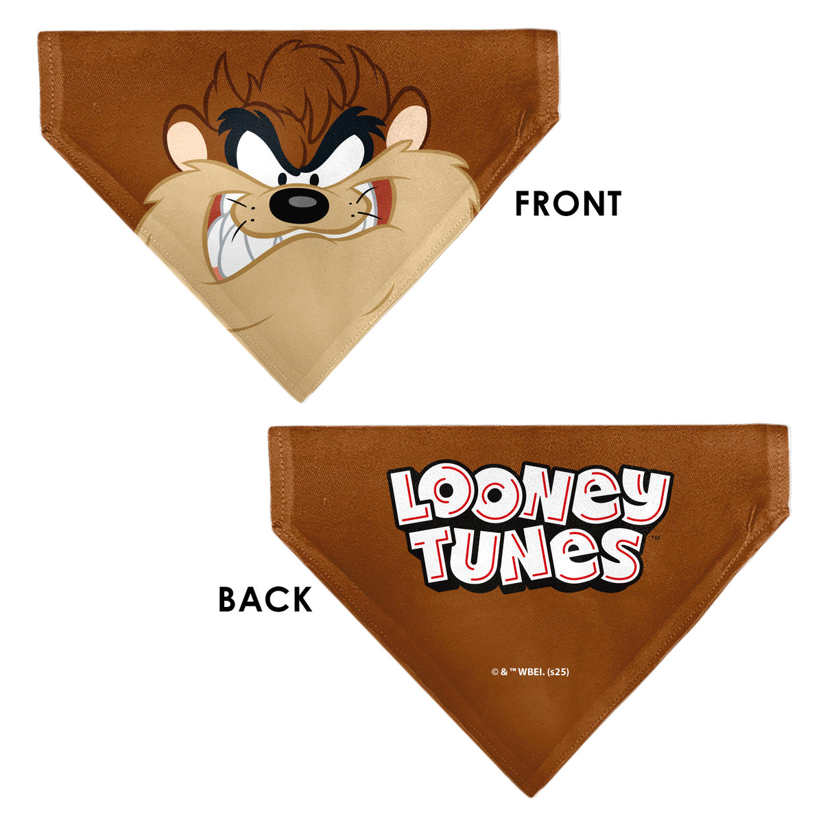 Pet Bandana - LOONEY TUNES Taz Tasmanian Devil Face Close-Up Brown Pet Bandanas Looney Tunes