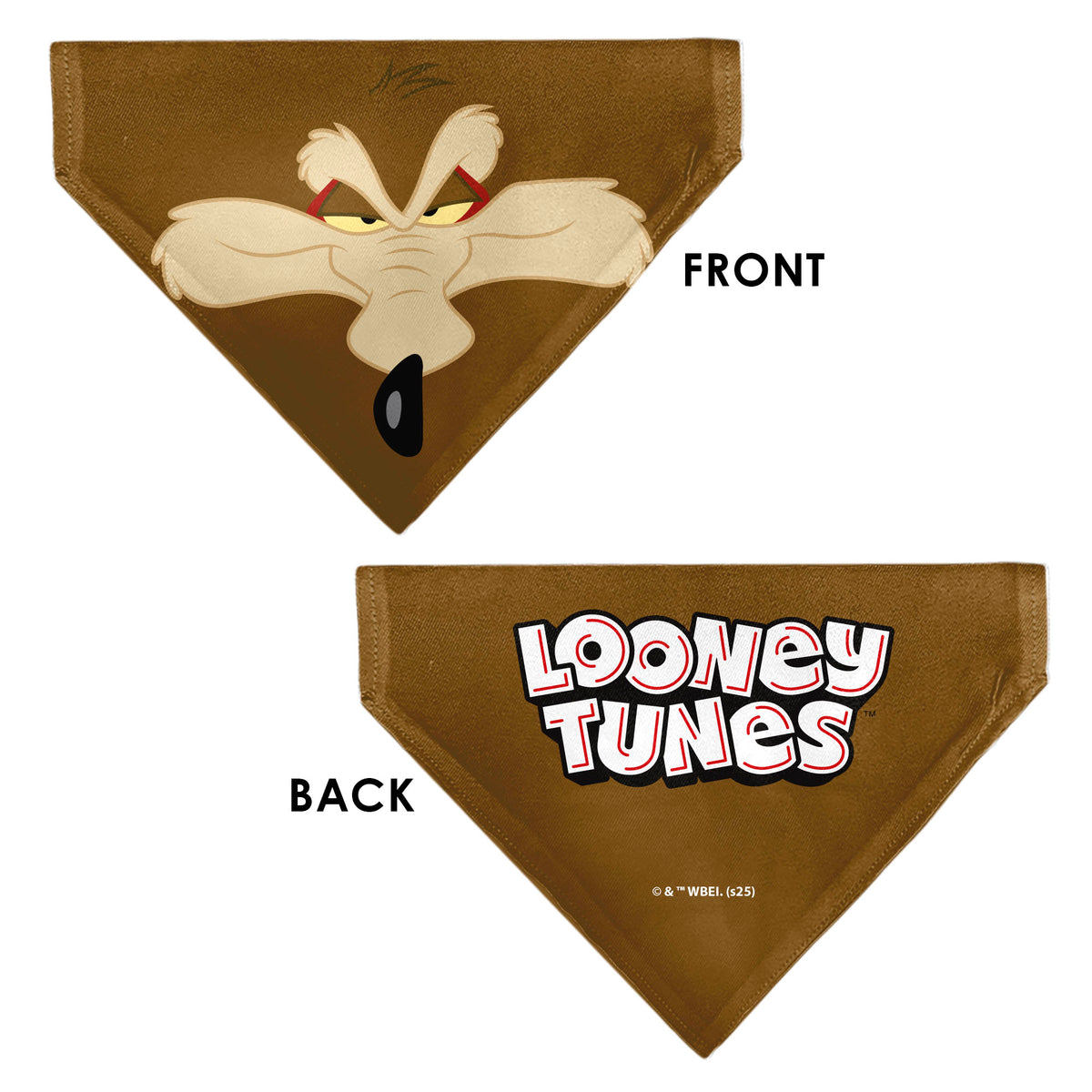 Pet Bandana - LOONEY TUNES Wile E. Coyote Face Close-Up Brown Pet Bandanas Looney Tunes