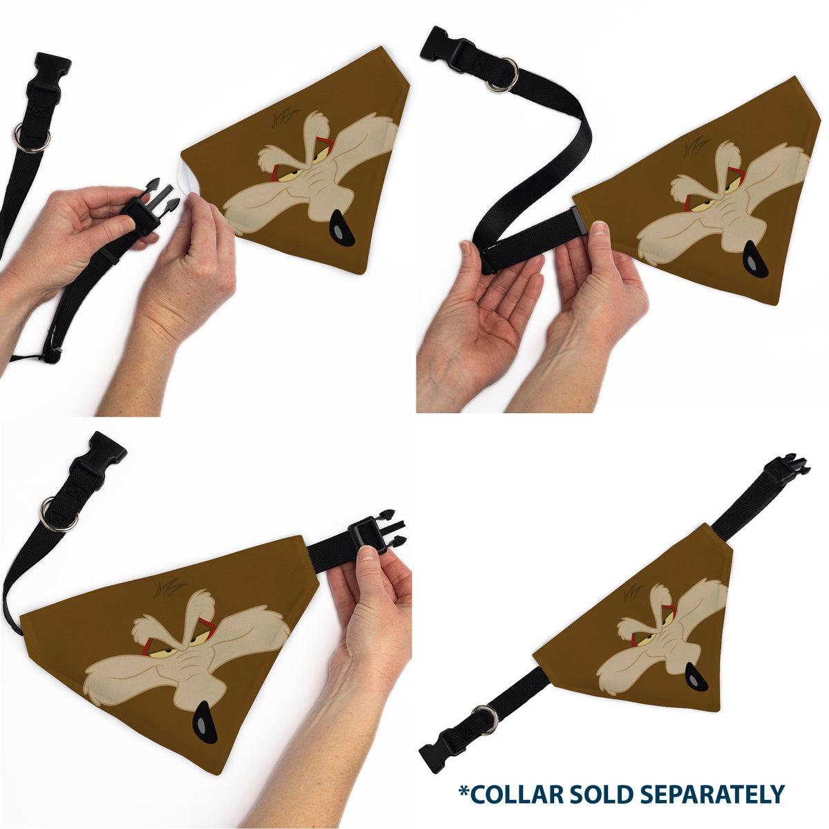 Pet Bandana - LOONEY TUNES Wile E. Coyote Face Close-Up Brown Pet Bandanas Looney Tunes