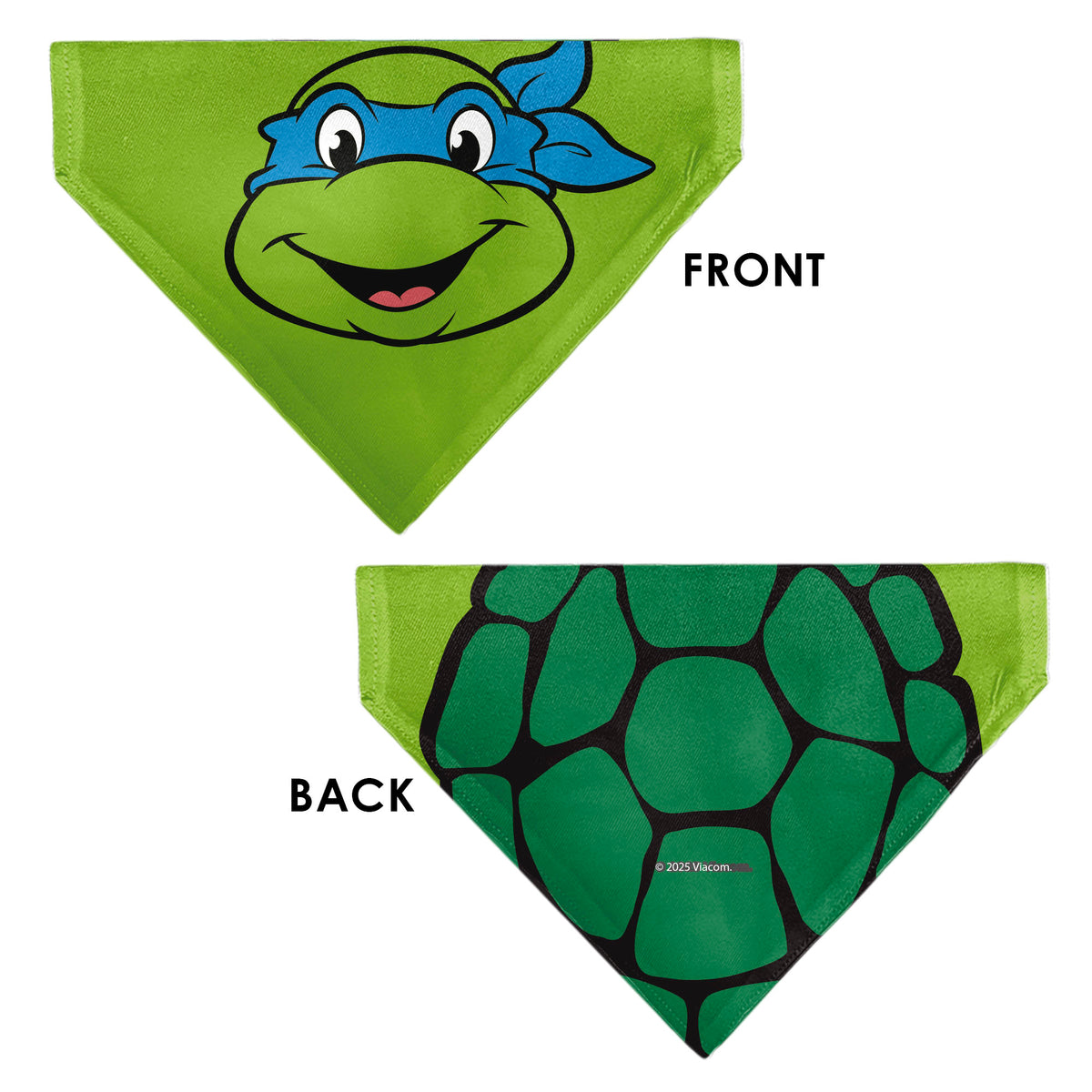 Pet Bandana - Ninja Turtles Leonardo Face and Turtle Shell Character Close-Up Green Pet Bandanas Teenage Mutant Ninja Turtles