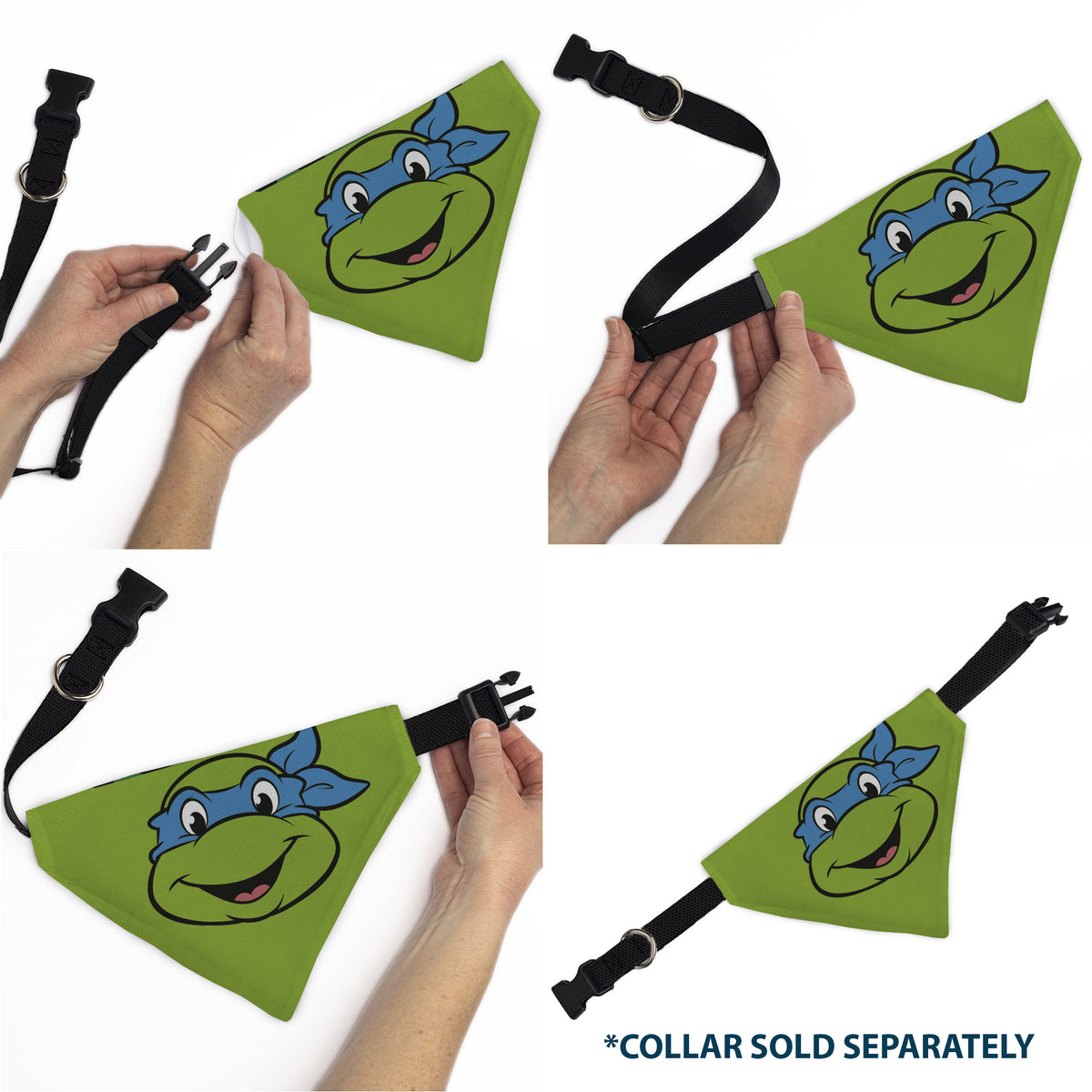 Pet Bandana - Ninja Turtles Leonardo Face and Turtle Shell Character Close-Up Green Pet Bandanas Teenage Mutant Ninja Turtles