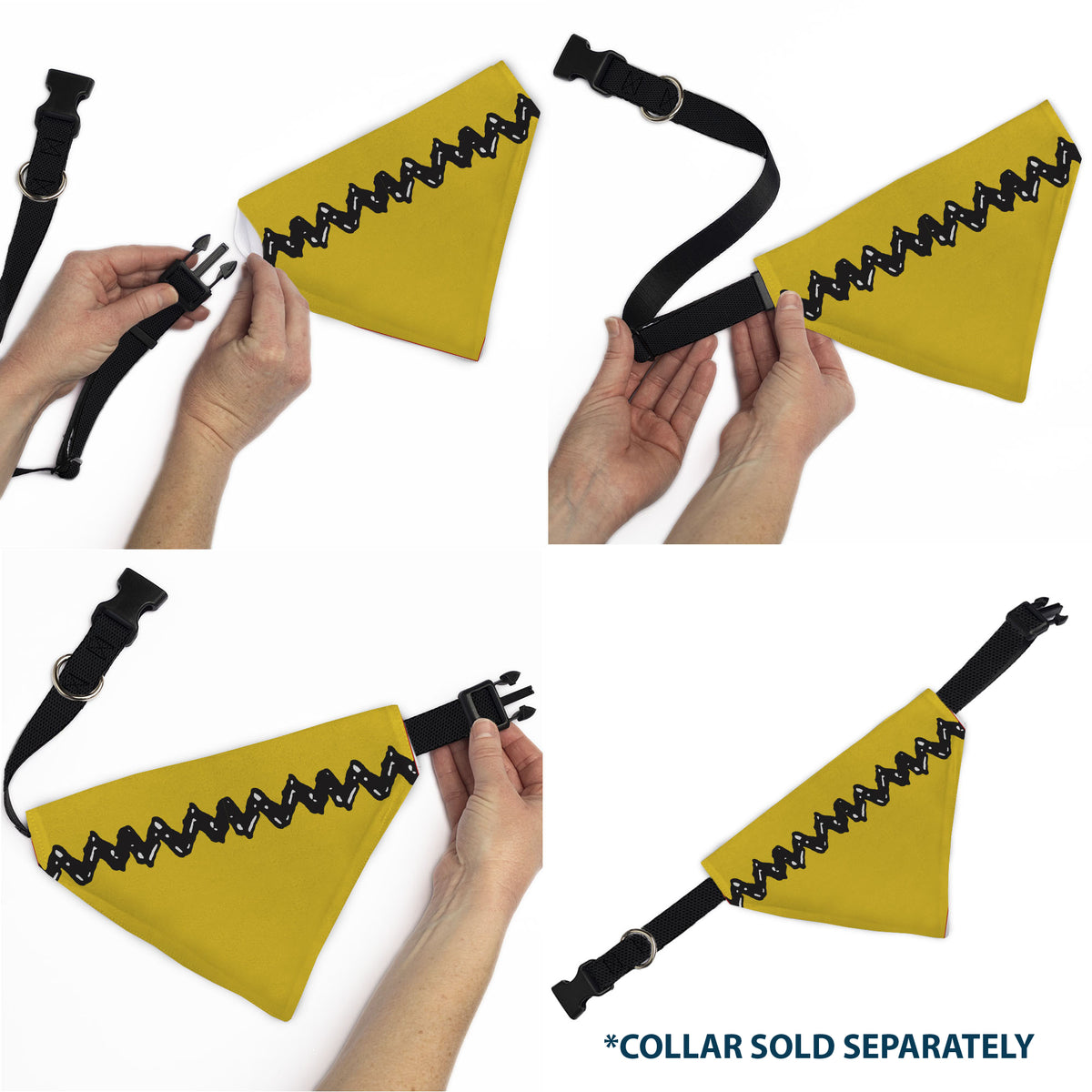Charlie Brown Zig Zag Stripe Pet Bandana – Peanuts Fan Gear Yellow/Black Pet Bandanas Peanuts