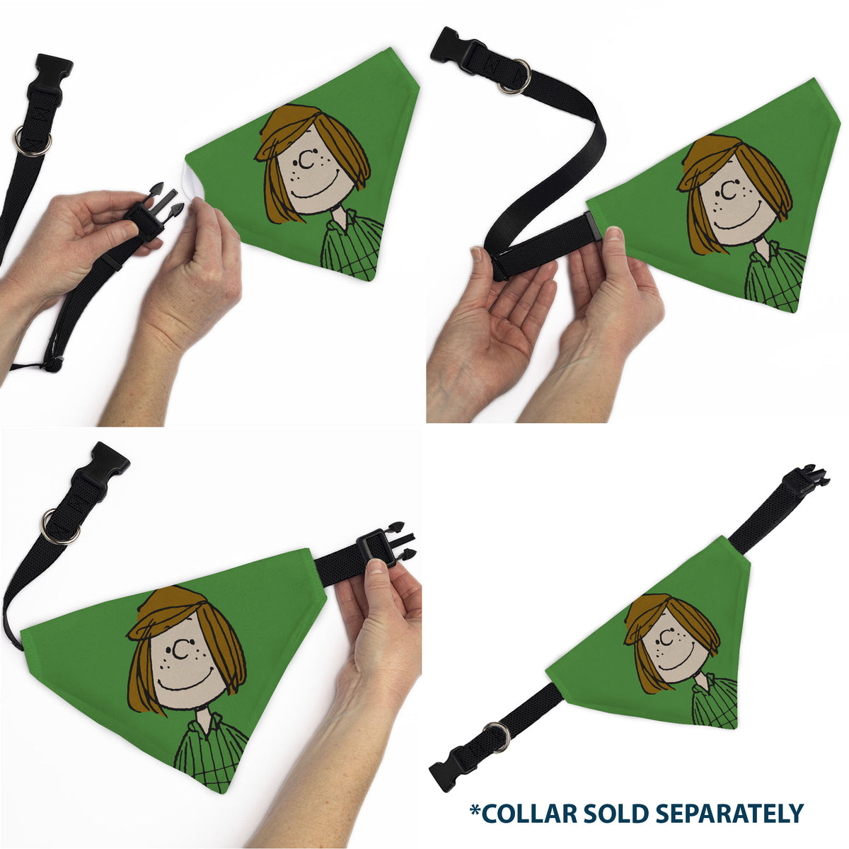 Pet Bandana - Peanuts Peppermint Patty Smiling Face Pose Green Pet Bandanas Peanuts