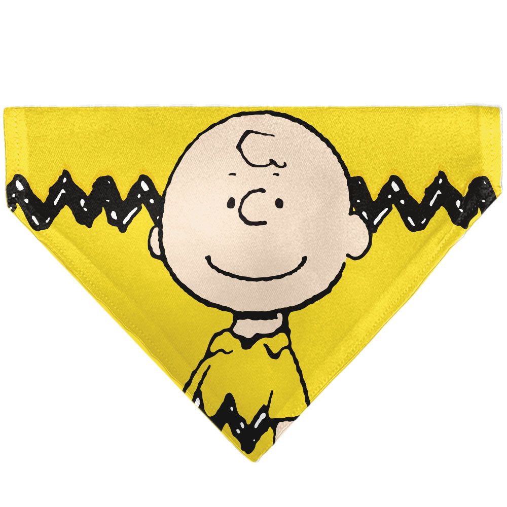 Charlie Brown Smiling Face Stripe Pet Bandana – Peanuts Fan Gear Yellow Pet Bandanas Peanuts