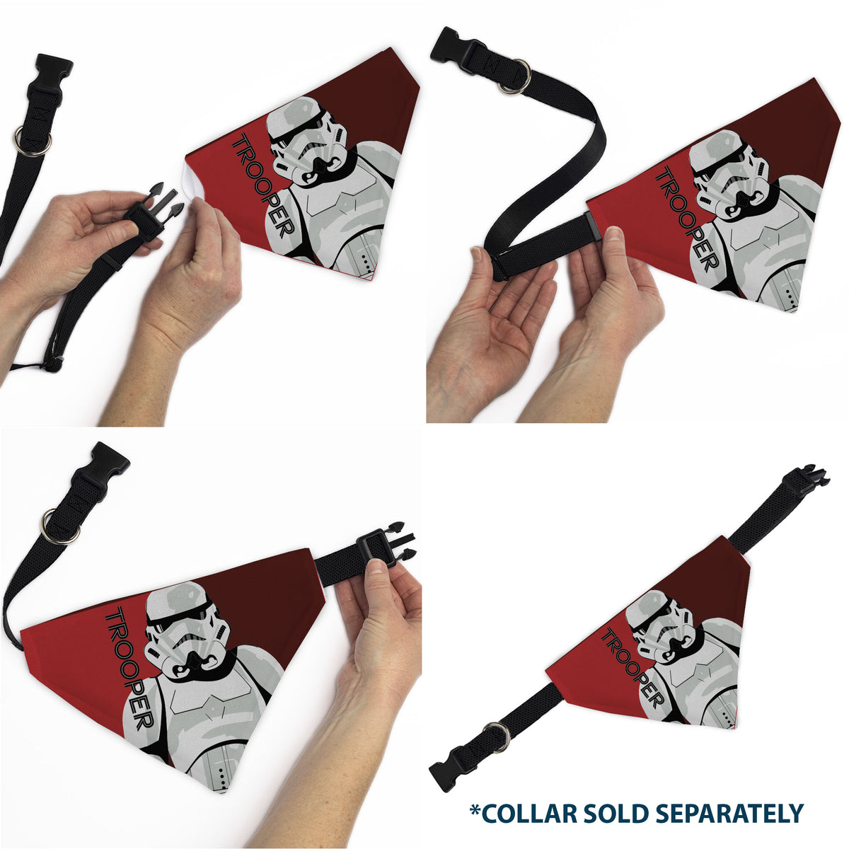 Pet Bandana - Star Wars TROOPER Text and Stormtrooper Pop Art Pose Reds/Black Pet Bandanas Star Wars