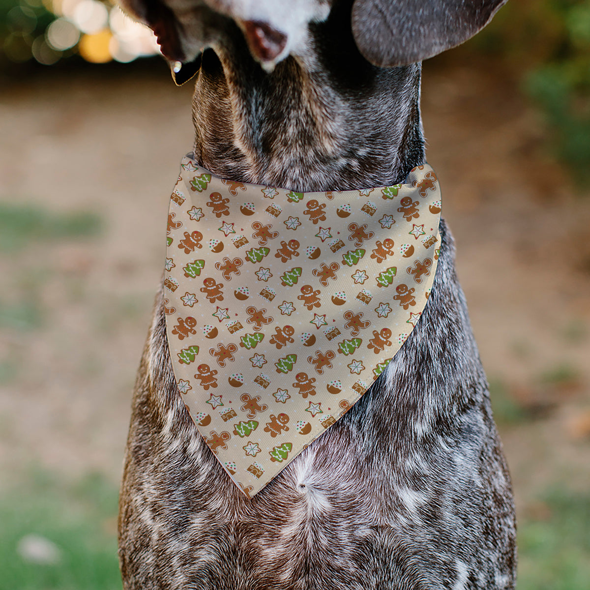 Pet Bandana - Holiday Decorated Gingerbread Cookies Collage Tan Pet Bandanas Buckle-Down