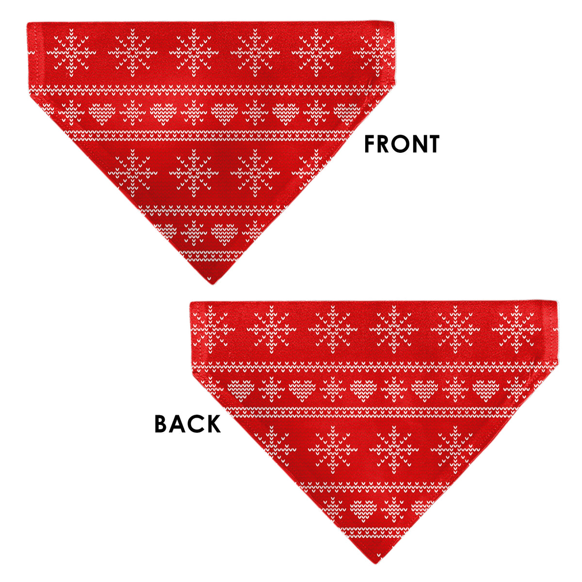 Pet Bandana - Holiday Sweater Stitch Hearts and Snowflakes Red/White Pet Bandanas Buckle-Down