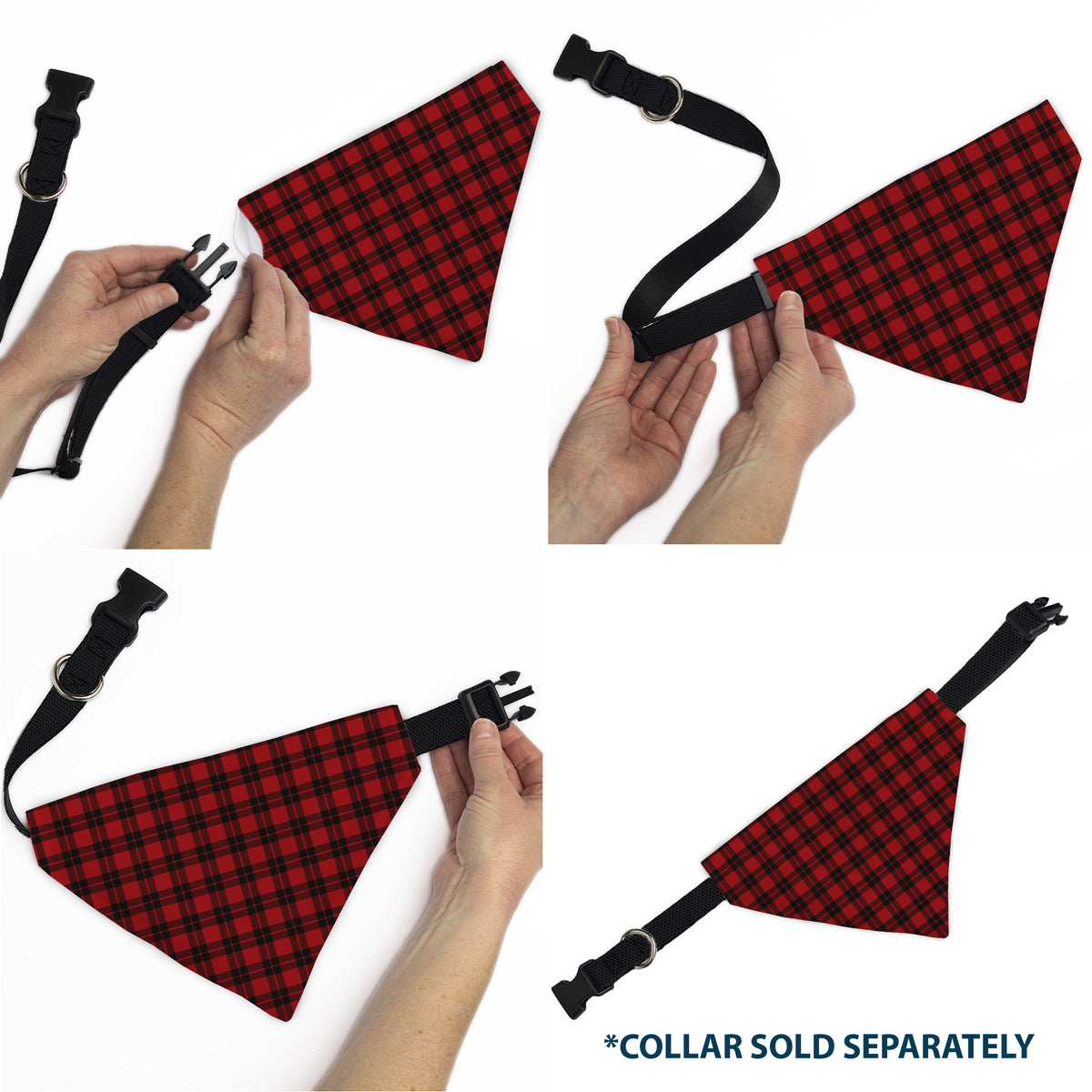 Pet Bandana - Holiday Pajama Plaid Red/Black Pet Bandanas Buckle-Down