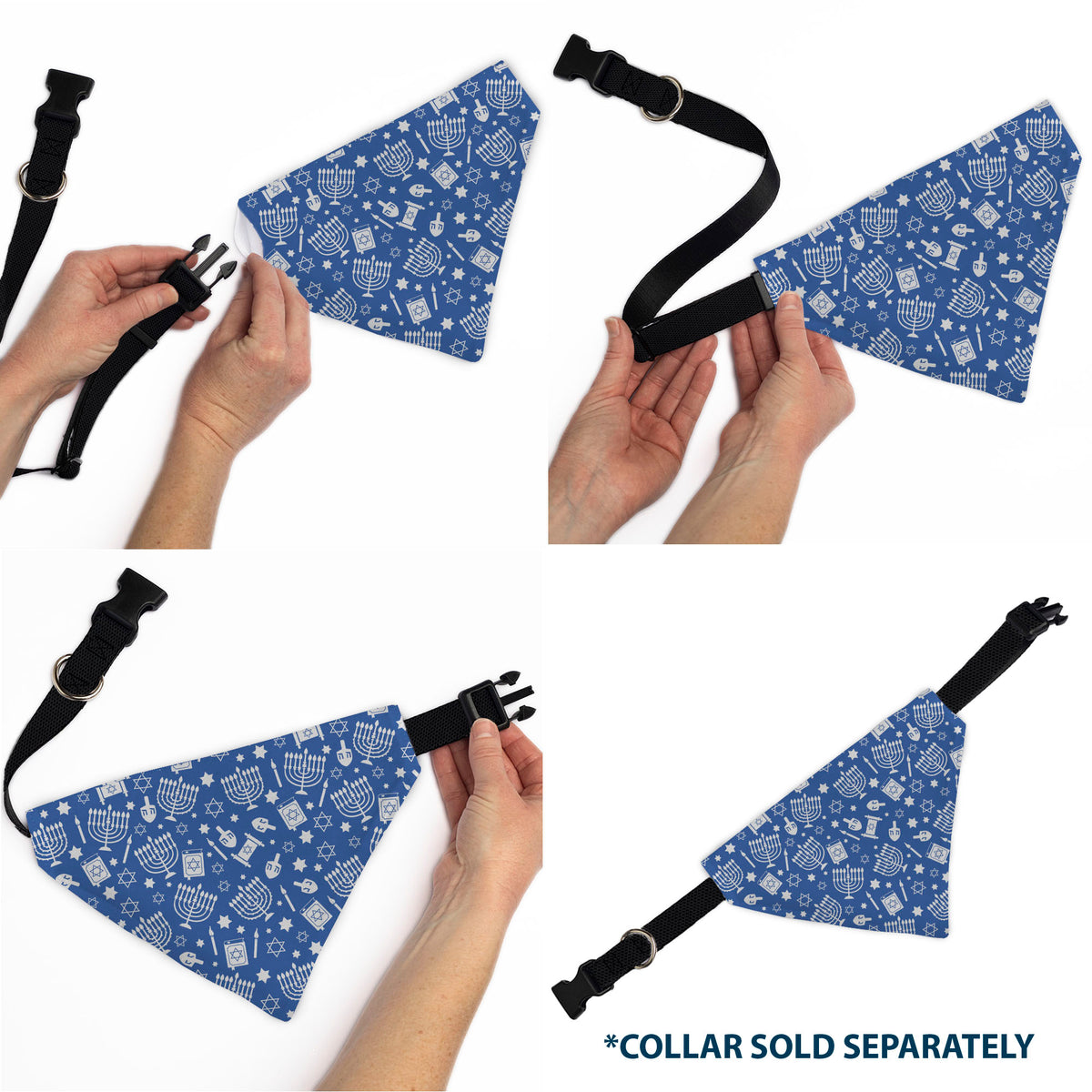 Pet Bandana - Hanukkah Holiday Symbols Blue/White Pet Bandanas Buckle-Down