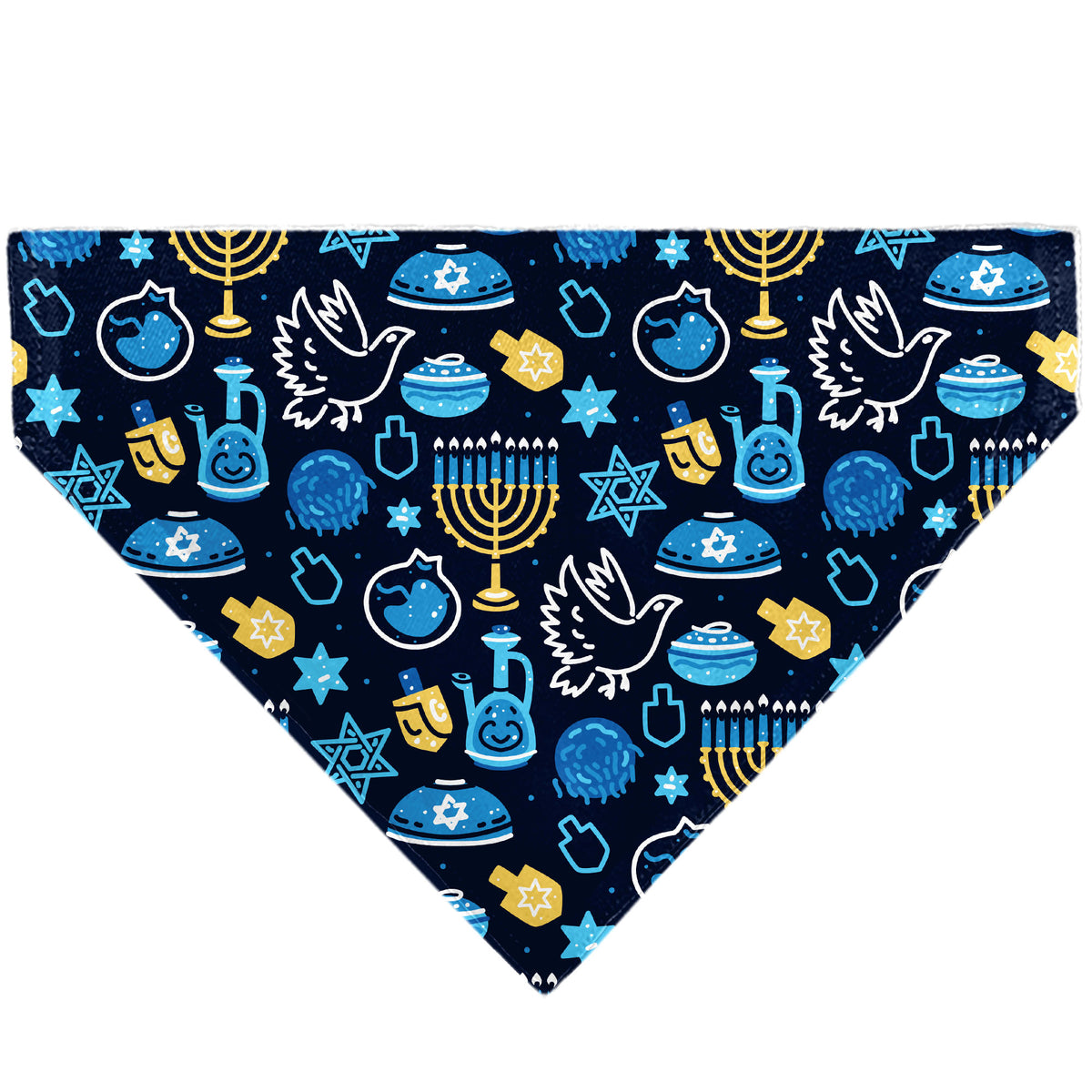 Pet Bandana - Hanukkah Holiday Symbols Black/Blues/Yellow Pet Bandanas Buckle-Down