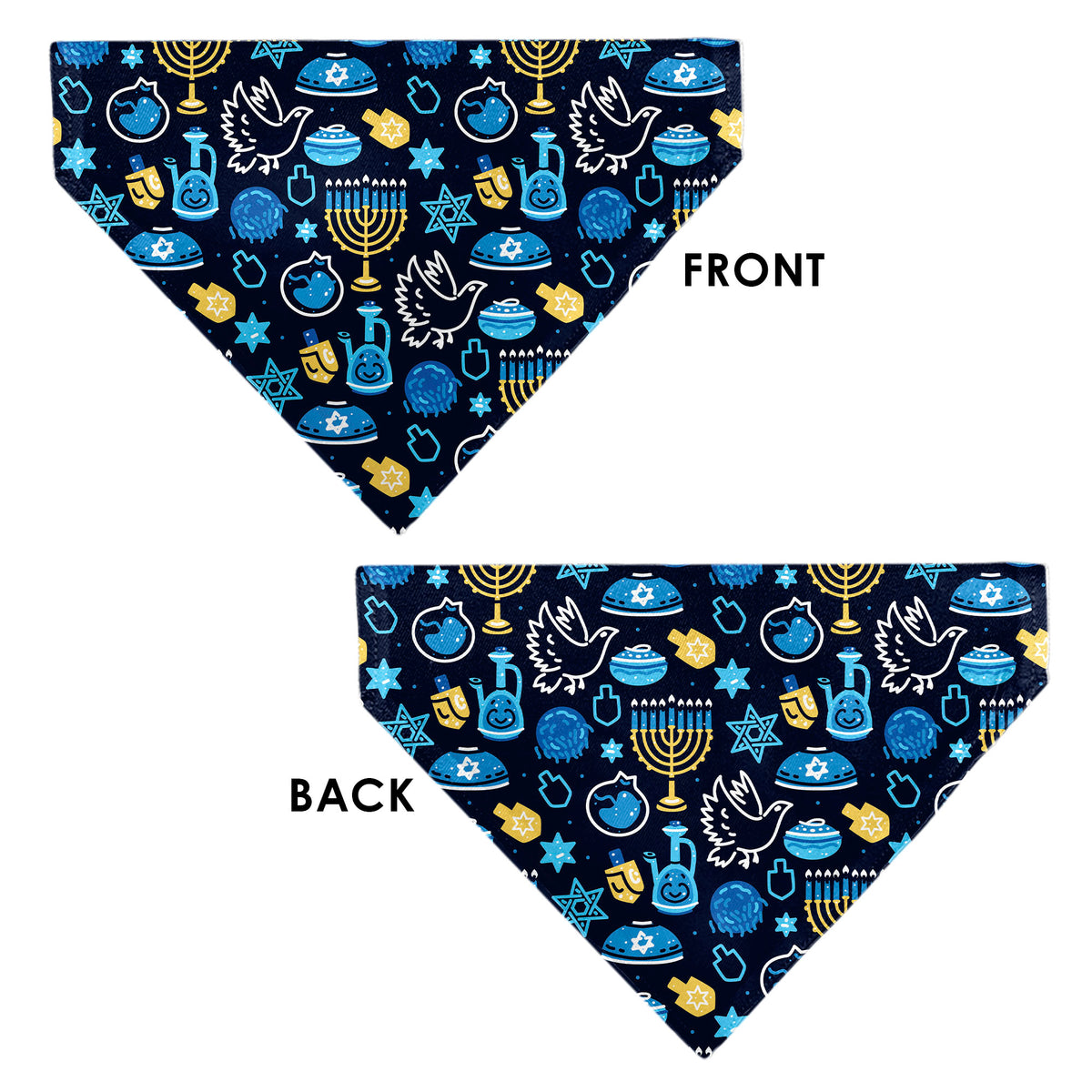 Pet Bandana - Hanukkah Holiday Symbols Black/Blues/Yellow Pet Bandanas Buckle-Down