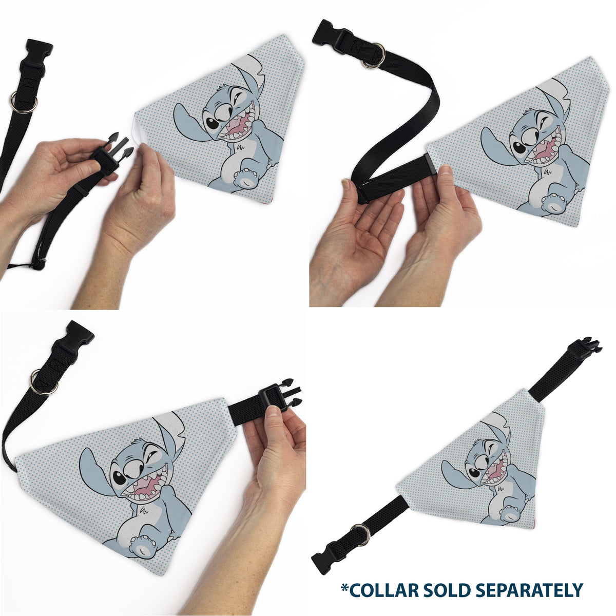 Pet Bandana - Lilo & Stitch Stitch Winking Pose and Polka Dots White/Blue Pet Bandanas Disney