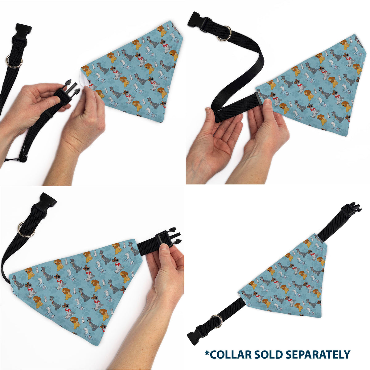 Pet Bandana - Disney Dogs 5-Dog Group Collage/Paws Blues Pet Bandanas Disney