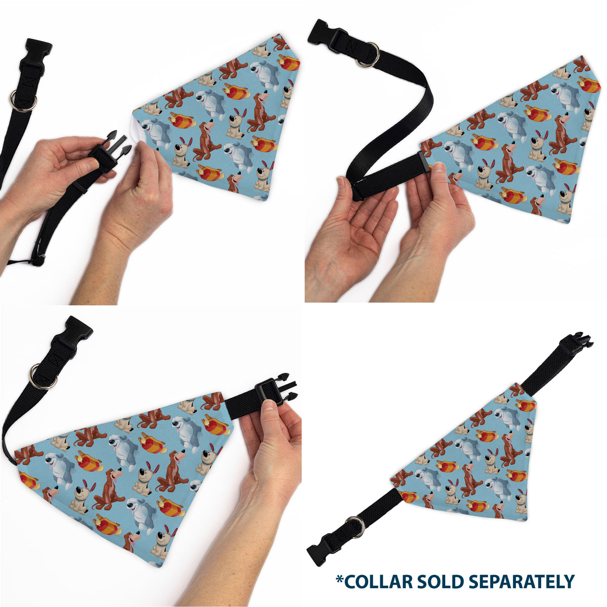 Pet Bandana - Disney Princess Dogs 4-Dog Group Collage/Paws Blues Pet Bandanas Disney