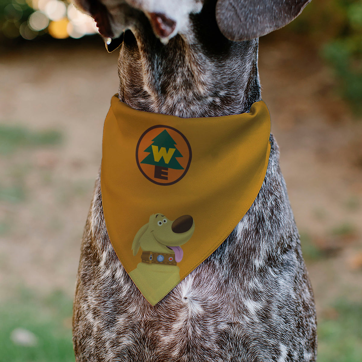 Pet Bandana - Up Dug Pose and Wilderness Explorer Badge Orange Pet Bandanas Disney