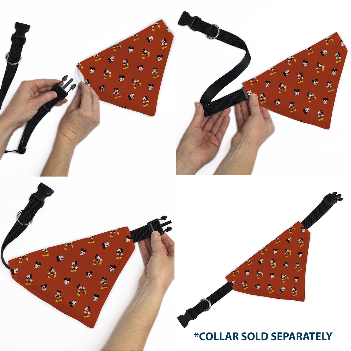 Pet Bandana - Mickey Mouse Poses and Expressions Scattered Red Pet Bandanas Disney