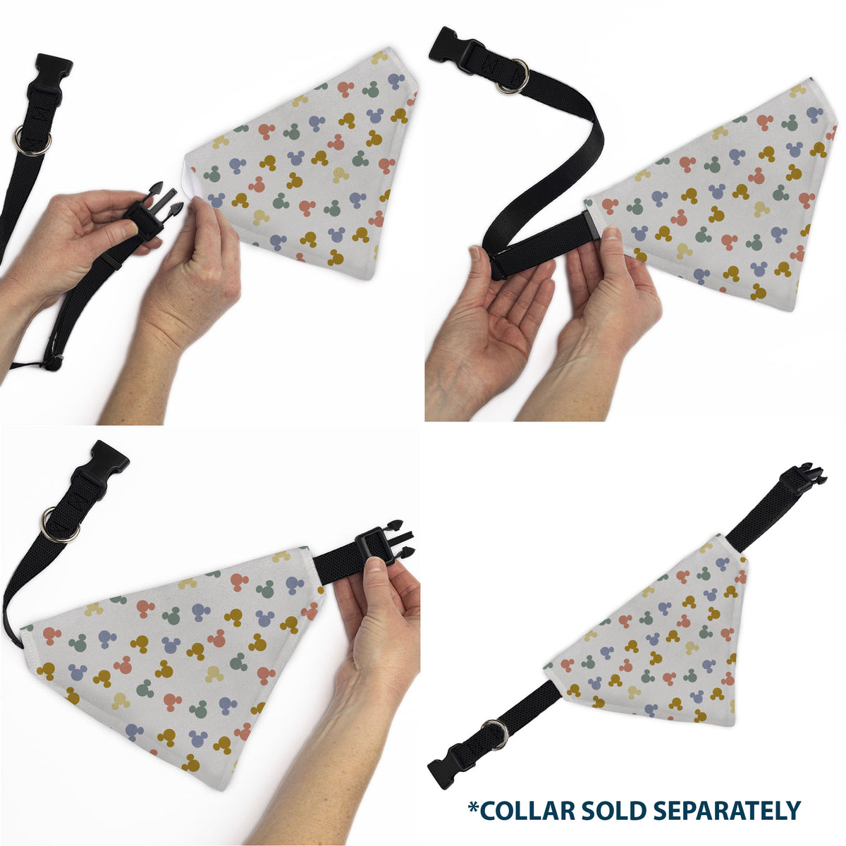Pet Bandana - Mickey Mouse Ears Icon Scattered White Pet Bandanas Disney