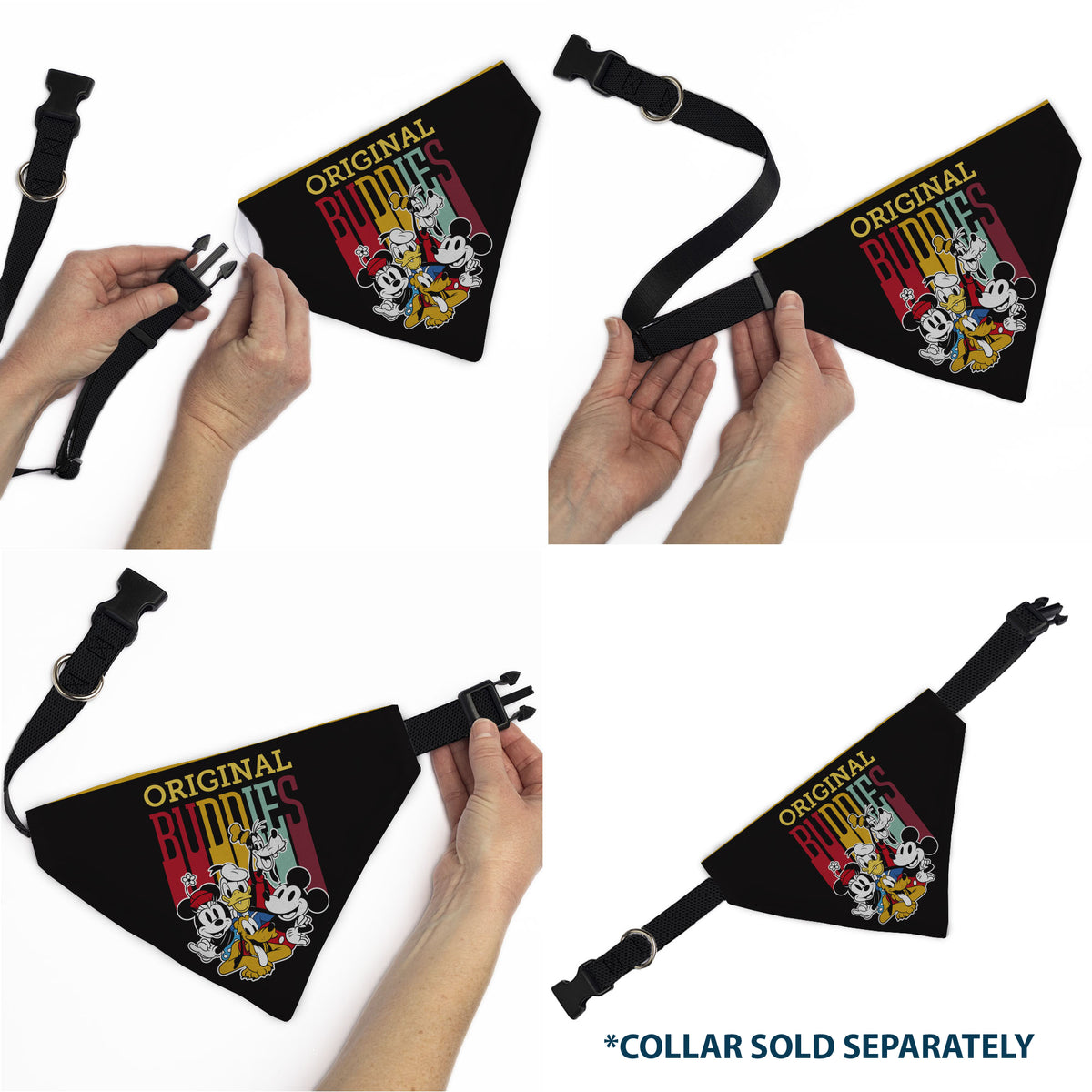 Pet Bandana - Disney Fab Five ORIGINAL BUDDIES Group Pose Black Pet Bandanas Disney