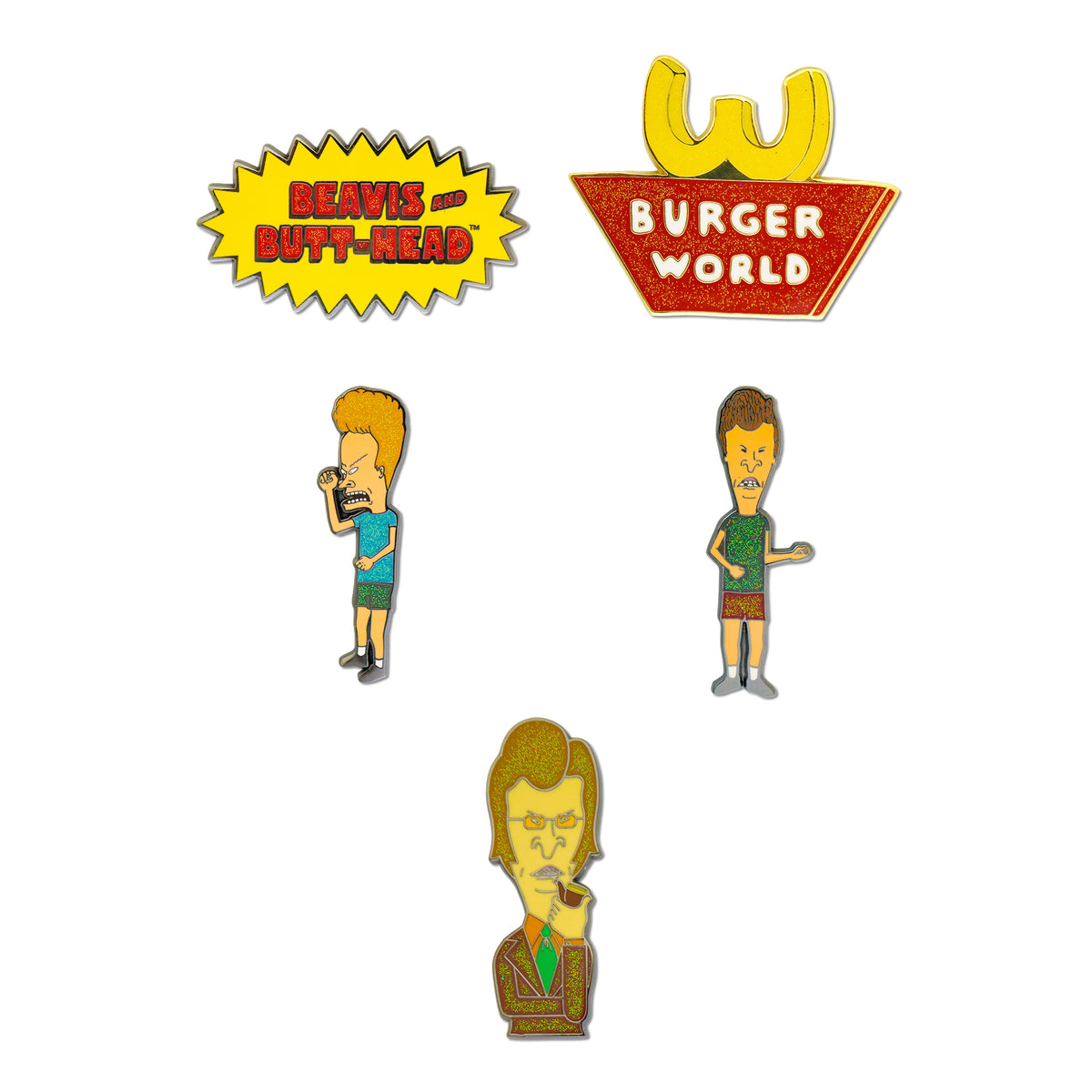 Beavis and Butt-Head Mystery Enamel Pin Blind Box Series, Title Logo, Burger World, Beavis, Butt-Head, or Butt-Head Pipe Blind Box Pins MTV