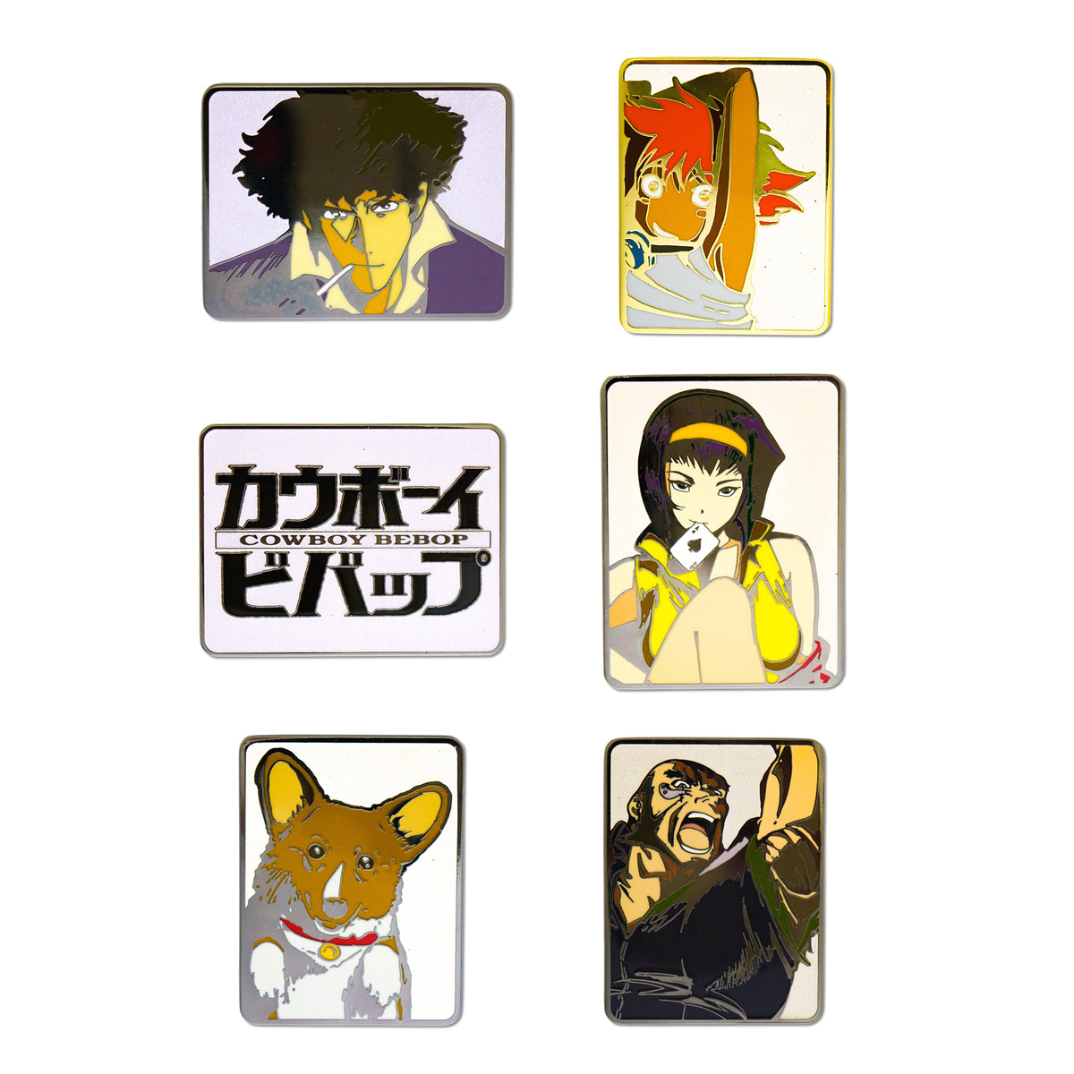Cowboy Bebop Mystery Enamel Pin Blind Box Series, Ein, Edward, Faye, Jet Black, Title Logo, or Spike Spiegel Blind Box Pins Cowboy Bebop