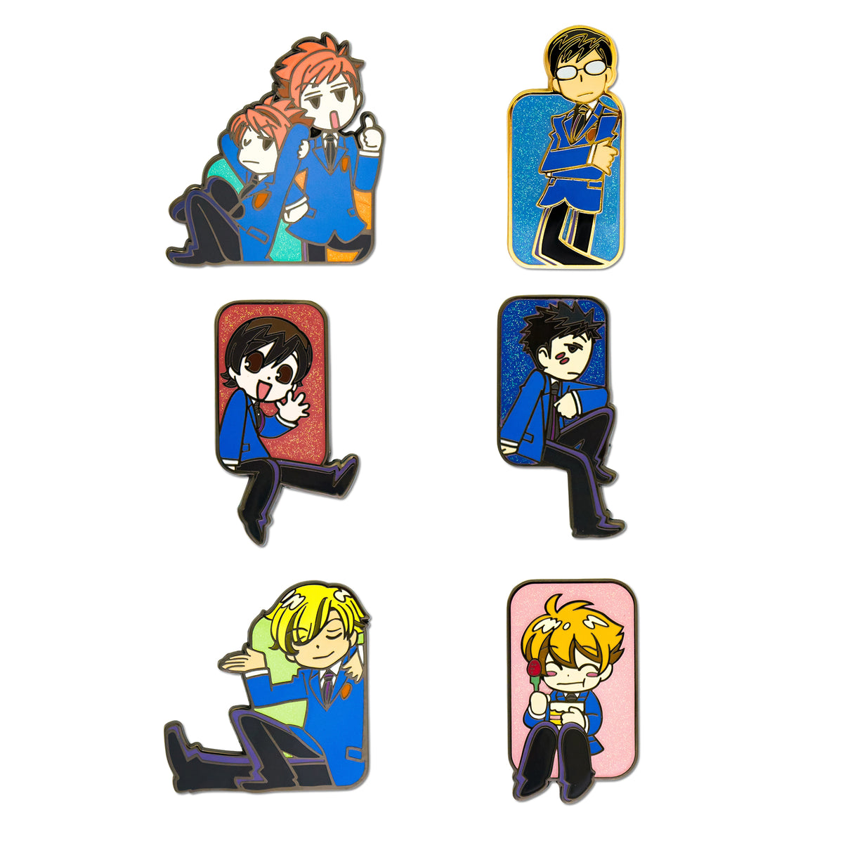 Ouran High School Host Club Mystery Enamel Pin Blind Box Series, Tamaki Suoh, Kyoya Ootori, Mori Takashi Morinozuka, Honey Mitsukuni Haninozuka, Haruhi Fujioka, or Hitachiin Twins Blind Box Pins Ouran High School Host Club