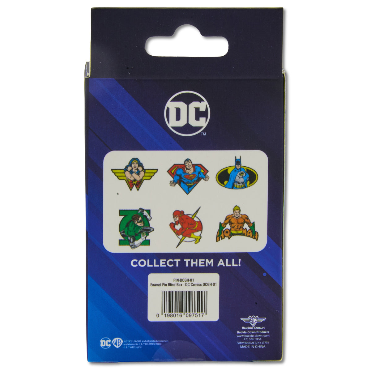 DC Comics Mystery Enamel Pin Blind Box Series, Aquaman, Batman, Flash, Green Lantern, Superman, or Wonder Woman Blind Box Pins DC Comics
