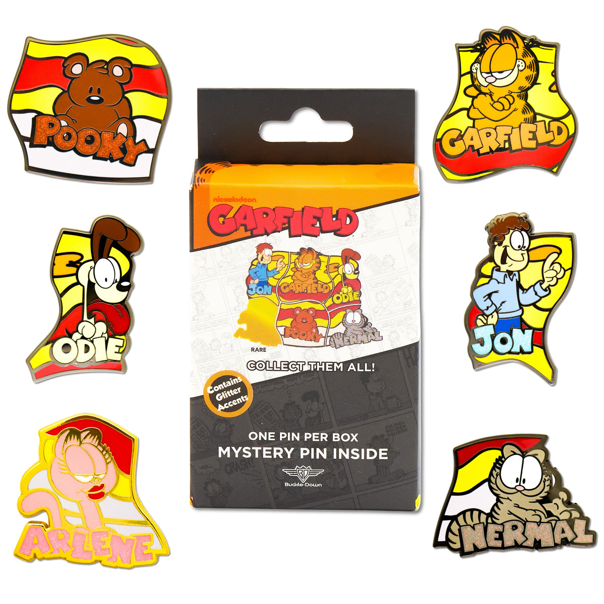 Garfield Puzzle Mystery Enamel Pin Blind Box Series, Garfield, Jon, Odie, Arlene, Nermal, or Pooky Blind Box Pins Garfield