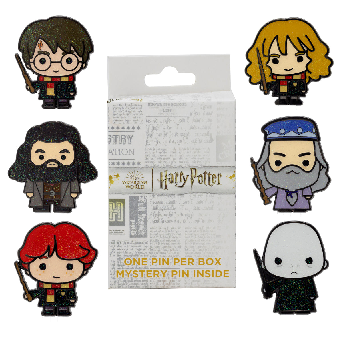 Harry Potter Mystery Enamel Pin Blind Box Series, Harry Potter, Ron Weasley, Hermione Granger, Dumbledore, Hagrid, or Voldemort Blind Box Pins Harry Potter