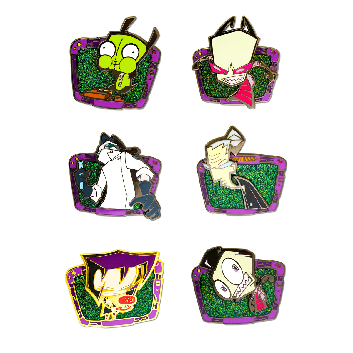 Invader Zim TV Frame Mystery Enamel Pin Blind Box Series, GIR, Zim, Ms. Bitters, Gaz, Zim Human, or Professor Membrane Blind Box Pins Invader Zim