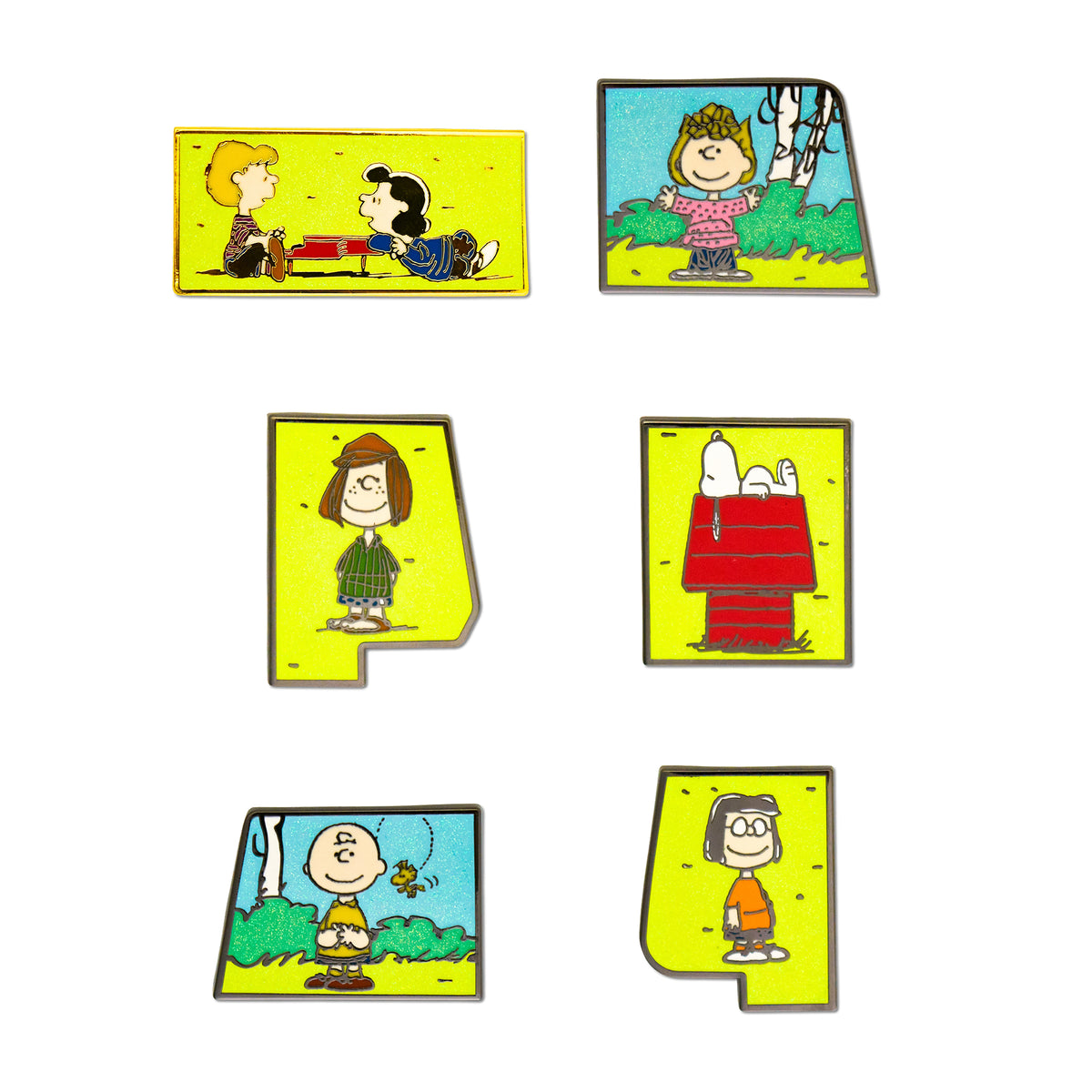 Peanuts Dog House Puzzle Mystery Enamel Pin Blind Box Series, Charlie Brown, Sally, Snoopy, Marcie, Peppermint Patty, or Lucy and Schroeder Blind Box Pins Peanuts
