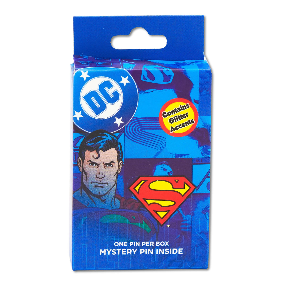 DC Comics Superman Mystery Enamel Pin Blind Box Series, Daily Planet, Superman Logo, Superman Shield, POW!, Comic Book Cover, or Superman Flying Blind Box Pins DC Comics