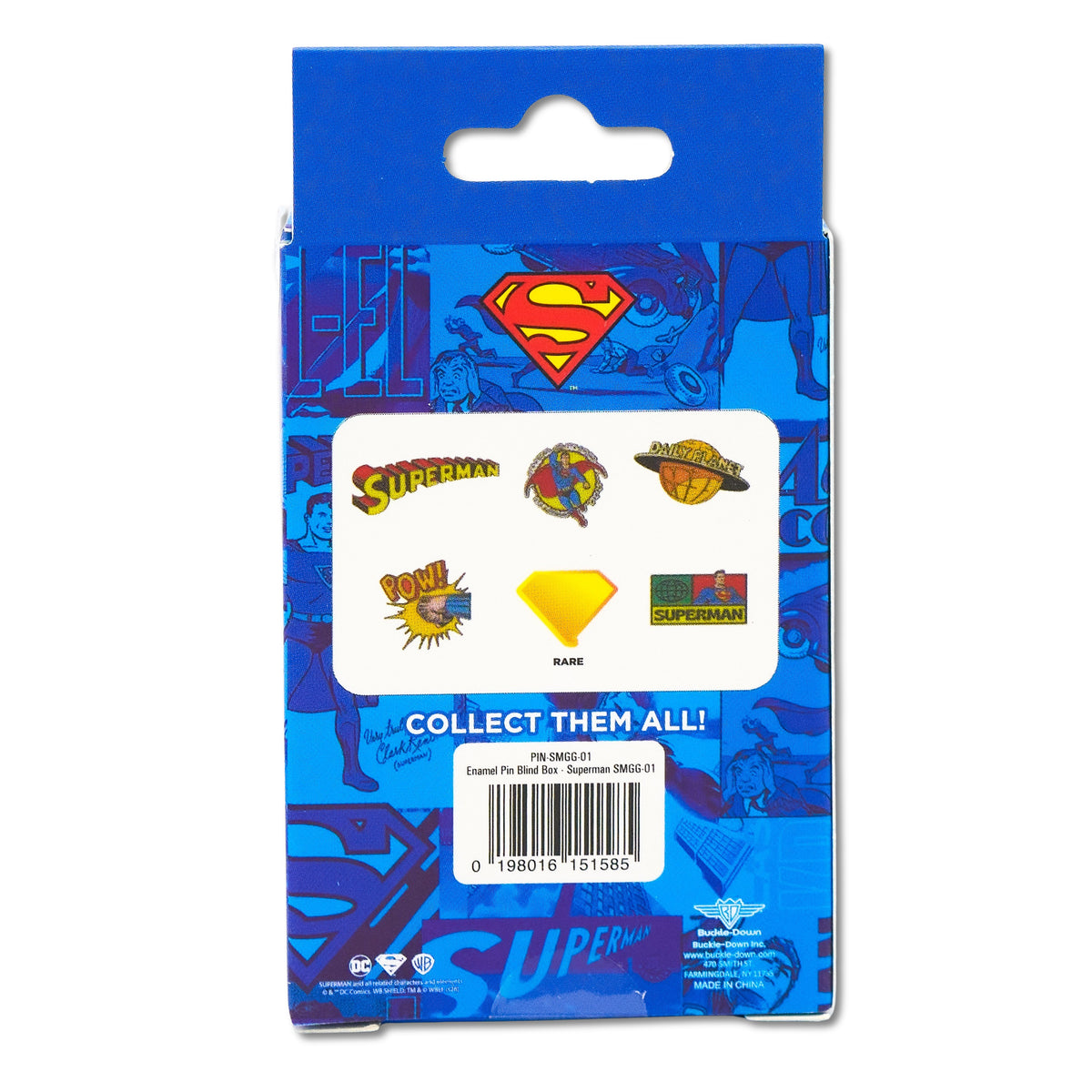 DC Comics Superman Mystery Enamel Pin Blind Box Series, Daily Planet, Superman Logo, Superman Shield, POW!, Comic Book Cover, or Superman Flying Blind Box Pins DC Comics