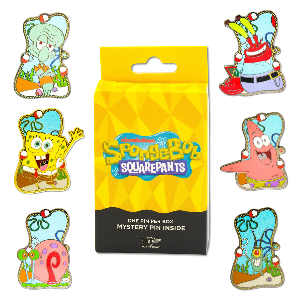 SpongeBob SquarePants Buoy Portrait Mystery Enamel Pin Blind Box Series, SpongeBob, Patrick, Squidward, Mr. Krabs, Plankton, or Gary Blind Box Pins SpongeBob SquarePants