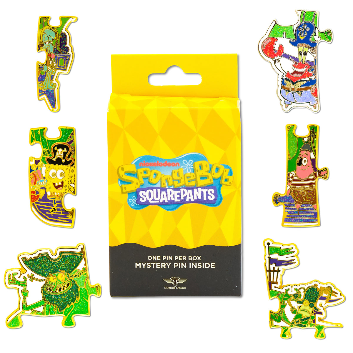 SpongeBob SquarePants Flying Dutchman Puzzle Mystery Enamel Pin Blind Box Series, SpongeBob, Patrick, Squidward, Mr. Krabs, Flying Dutchman, or Plankton Blind Box Pins SpongeBob SquarePants